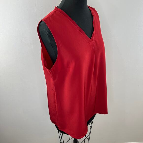 SOFT SURROUNDINGS Red Sleeveless V-Neck Drapey Caranday Tank Top Size Large L - Picture 4 of 8